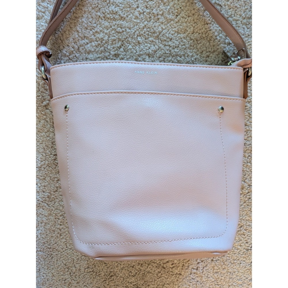 Anne Klein Blush Pink Faux Leather Crossbody‎ Bag Silver Stud Detail